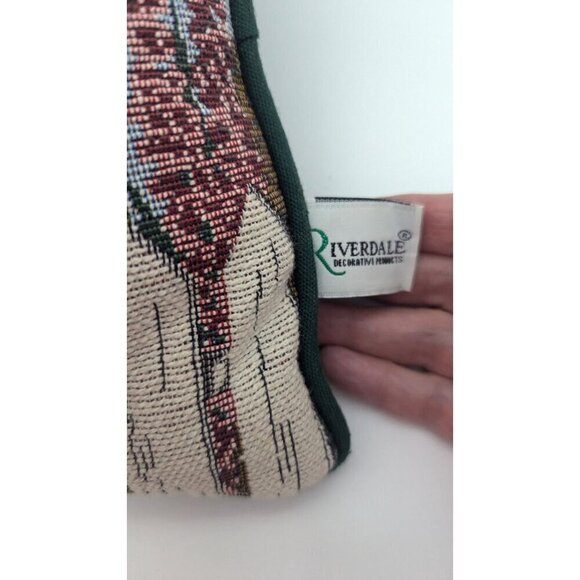 Riverdale Decorative Tapestry Pillow With Birdhouse Design 15" blue green - Picture 8 of 8